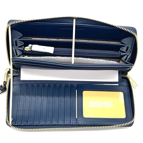 Michael Kors Large Continental Wallet Wristlet Navy Blue (NWT) - Picture 6 of 7